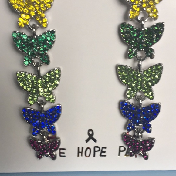 Rainbow Butterfly Earrings New by C&C California - Picture 12 of 12